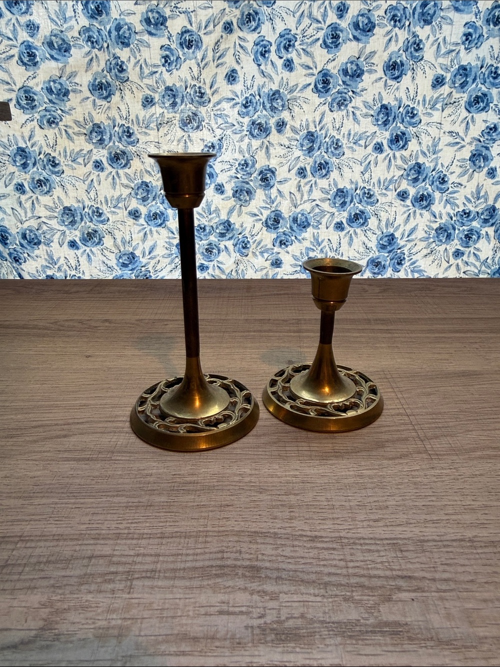 Brass Decorative Candlestick Pair - Gold Accent Home Decor